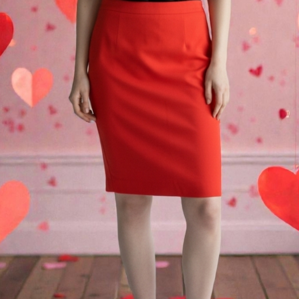 J. Crew Women's Vibrant Red Pencil Skirt With Front Pockets Size--00